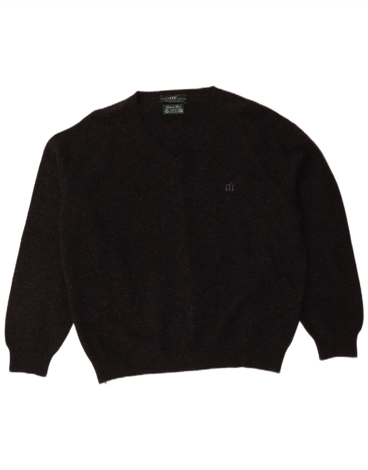 Maglione da uomo con scollo a V Henry Cottons, grande lana screziata nera