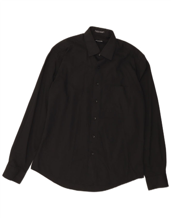 PIERRE CARDIN Camicia slim fit da uomo taglia 15 1/2 media cotone nero