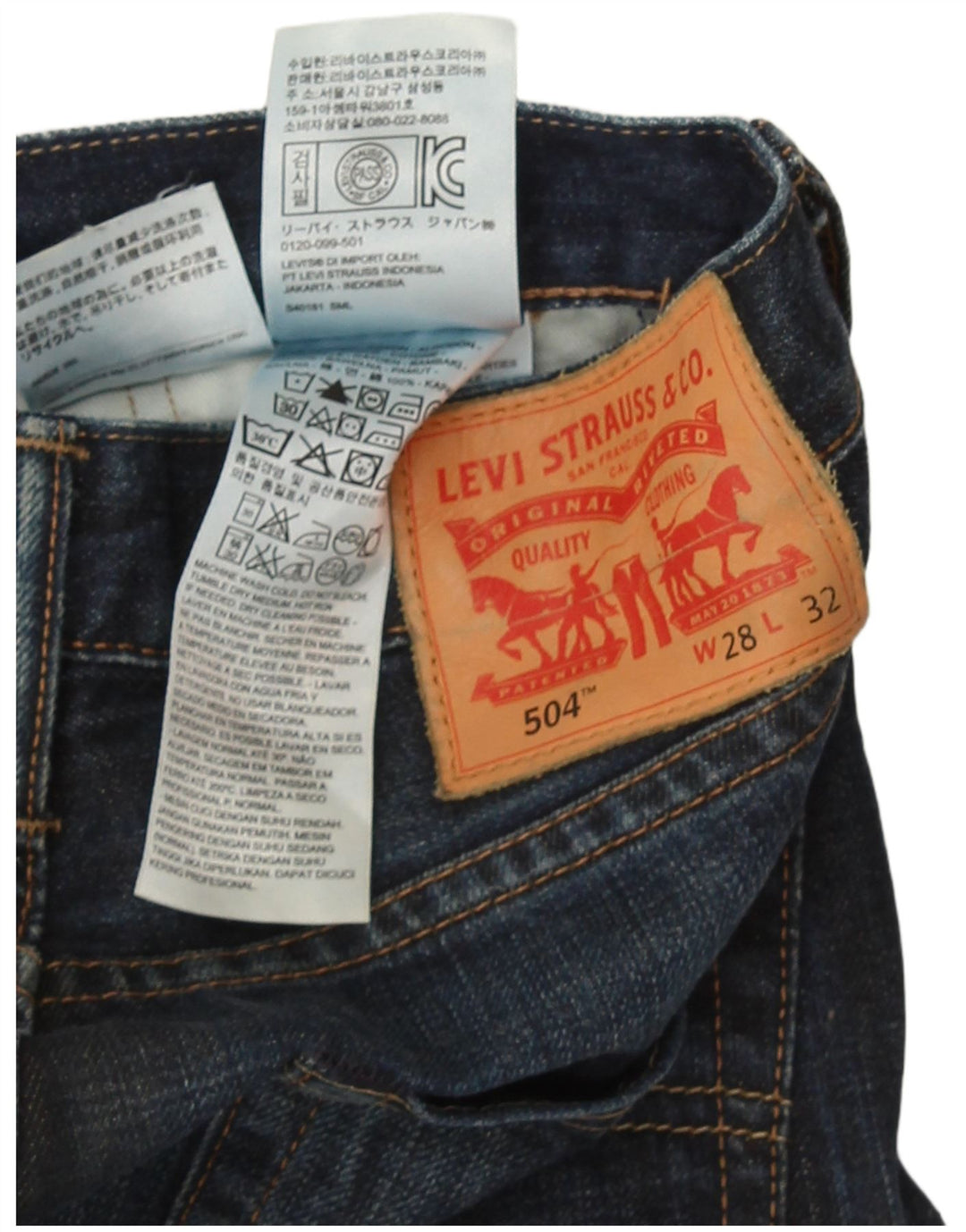 Levi's Uomo 504 Jeans dritti W28 L32 Cotone blu navy
