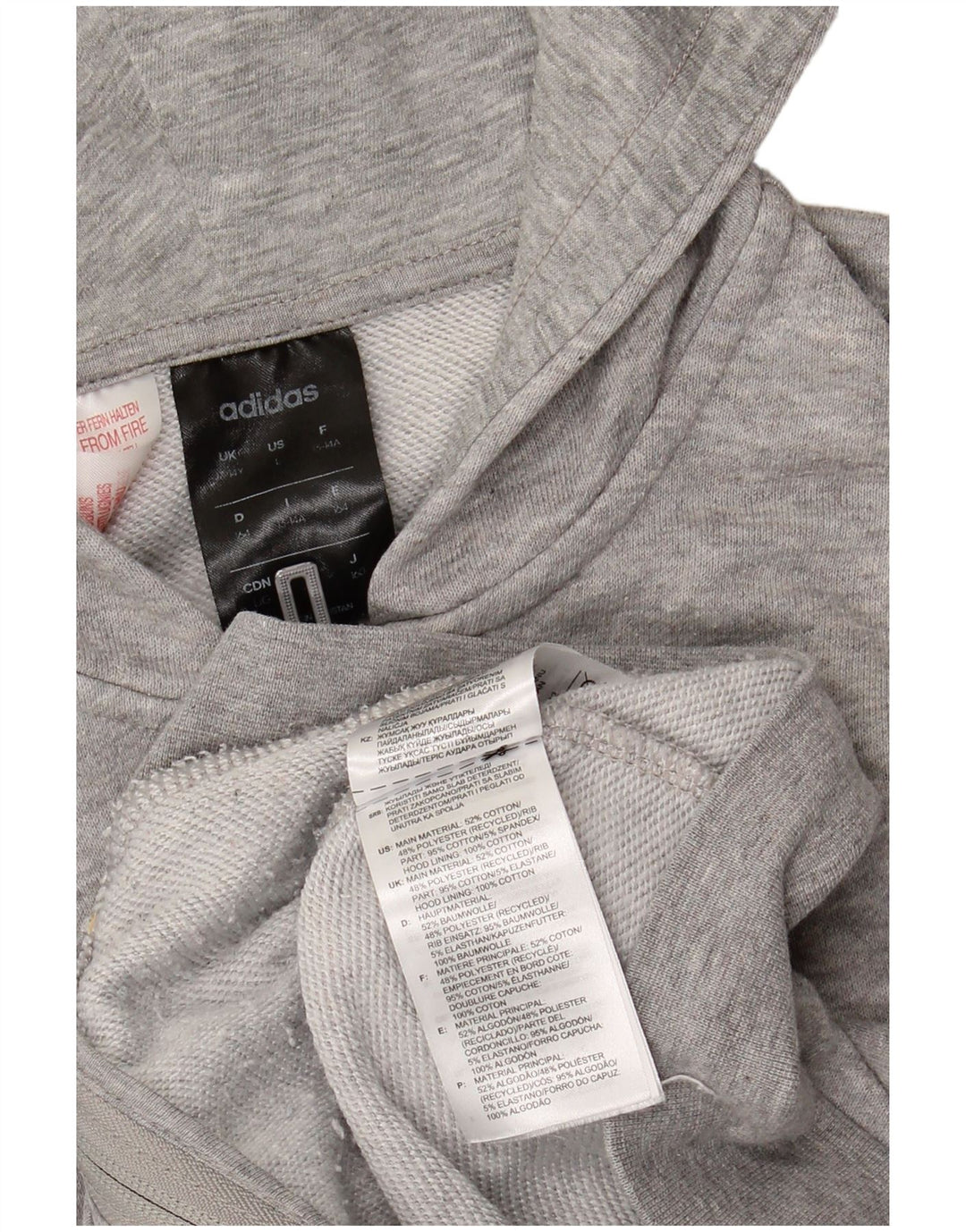 Felpa con cappuccio e zip grafica ADIDAS per ragazze 13-14 anni in cotone grigio