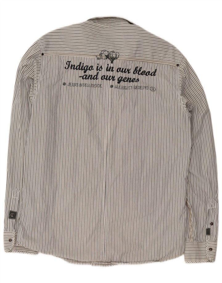 Camicia grafica da uomo Jack & Jones grande cotone a righe grigie