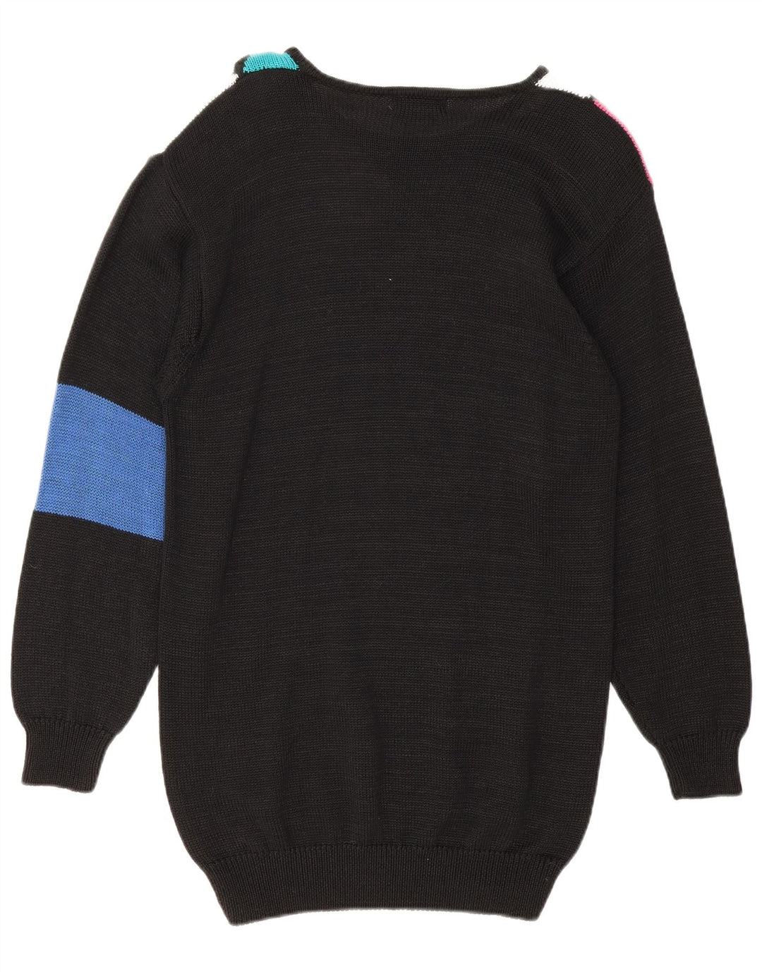 VINTAGE Womens Boat Neck Jumper Sweater EU 40 Medium Black Colourblock