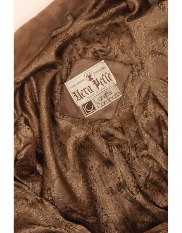 Soprabito vintage da donna in pelle scamosciata UK 14 in pelle beige medio
