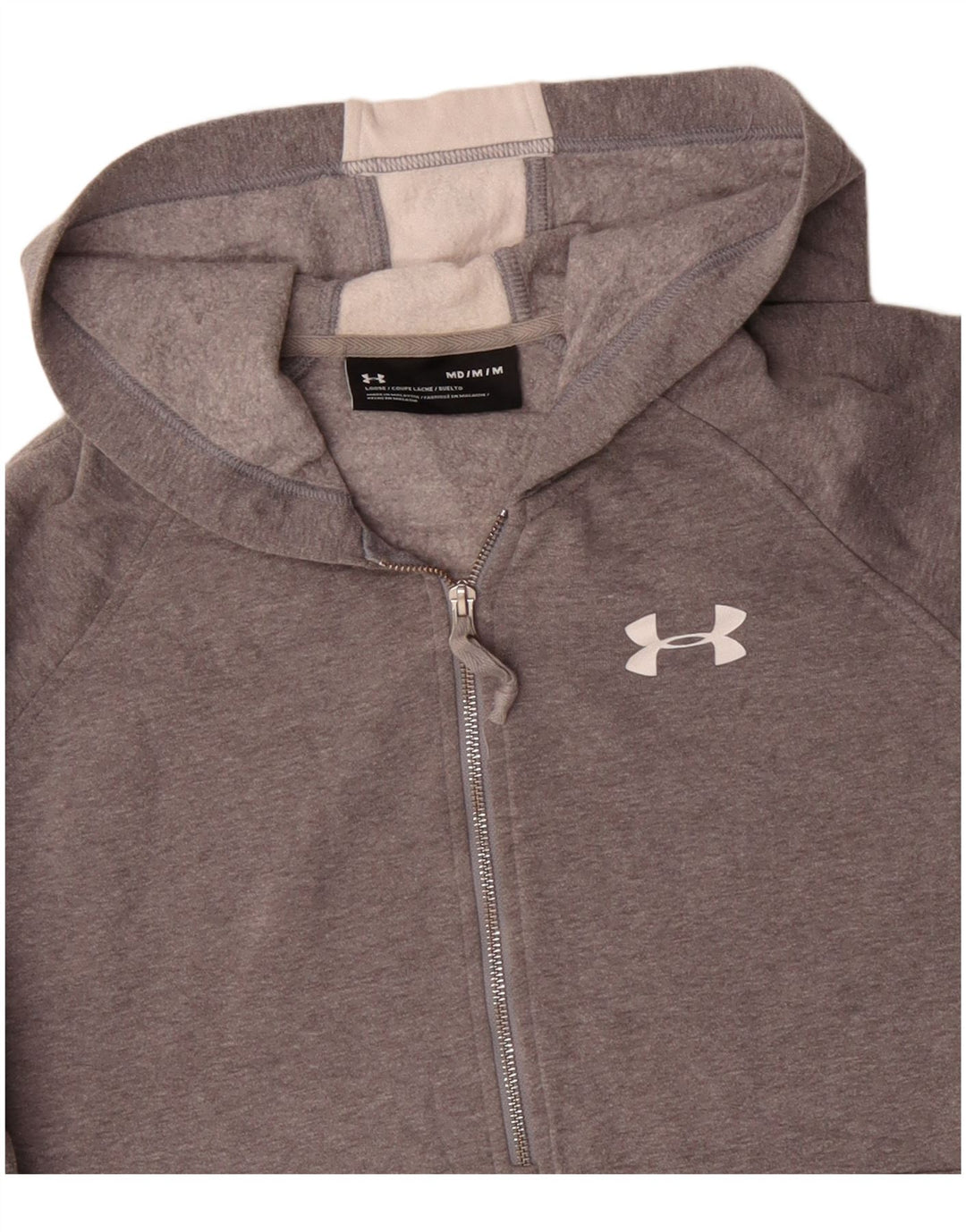 UNDER ARMOUR Maglione con cappuccio grafico da uomo con zip e collo color block grigio medio