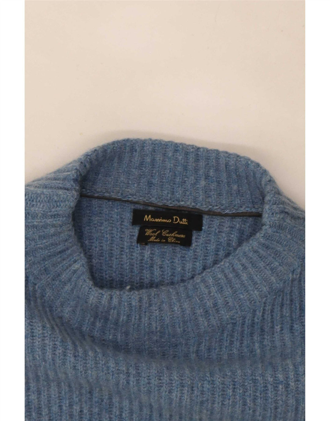 Massimo Dutti Maglione da uomo con collo alto in lana blu medio