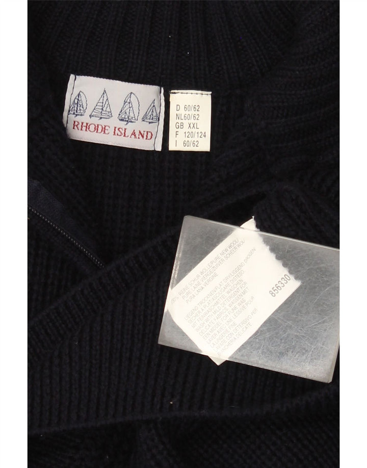 Maglione maglione con zip da uomo Rhode Island 2XL lana blu navy