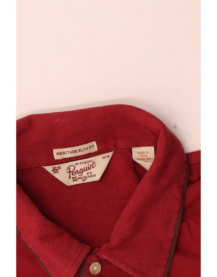 Polo da uomo Penguin Heritage slim fit in cotone rosso medio