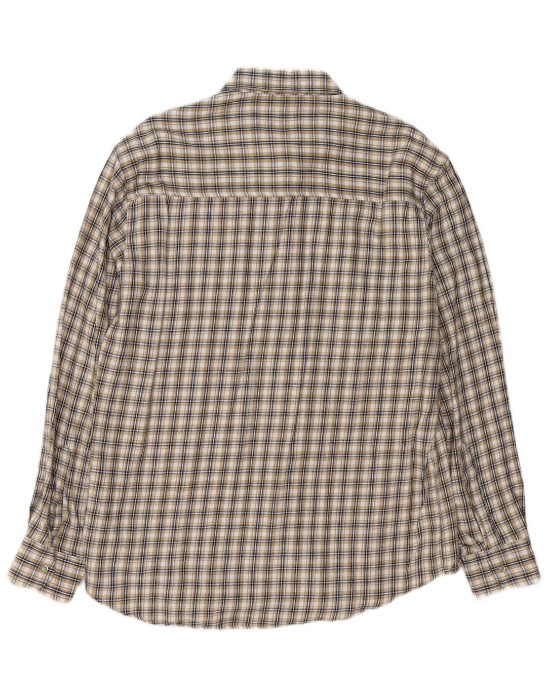 VINTAGE Camicia da uomo in flanella di cotone a quadri beige grande