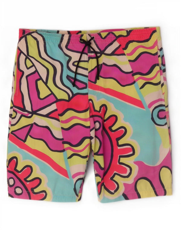 Belfe Pantaloncini da bagno da uomo con motivo astratto W40 XL in cotone multicolore