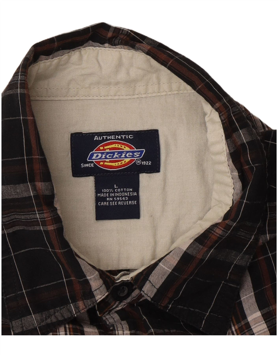 Dickies Camicia a maniche corte da uomo in cotone a quadri neri grandi