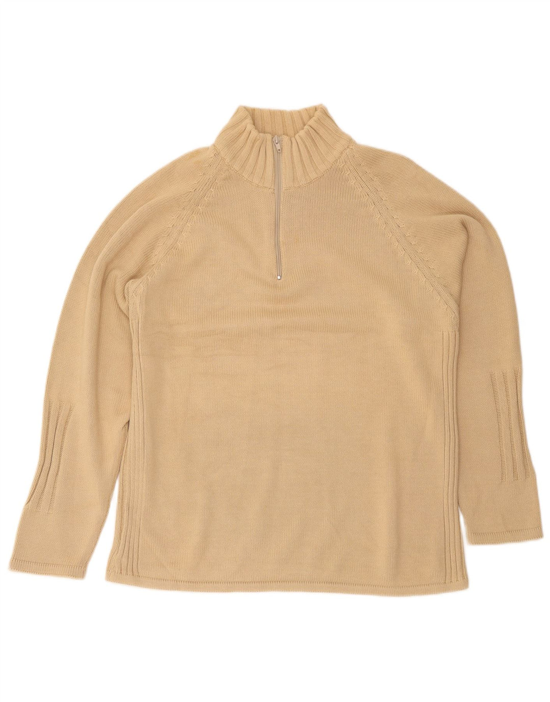 Osvaldo Bruni Maglione Uomo con Zip Collo Grande in Cotone Beige