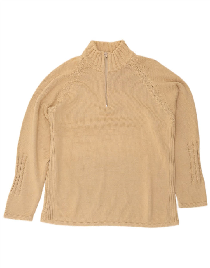 Osvaldo Bruni Maglione Uomo con Zip Collo Grande in Cotone Beige