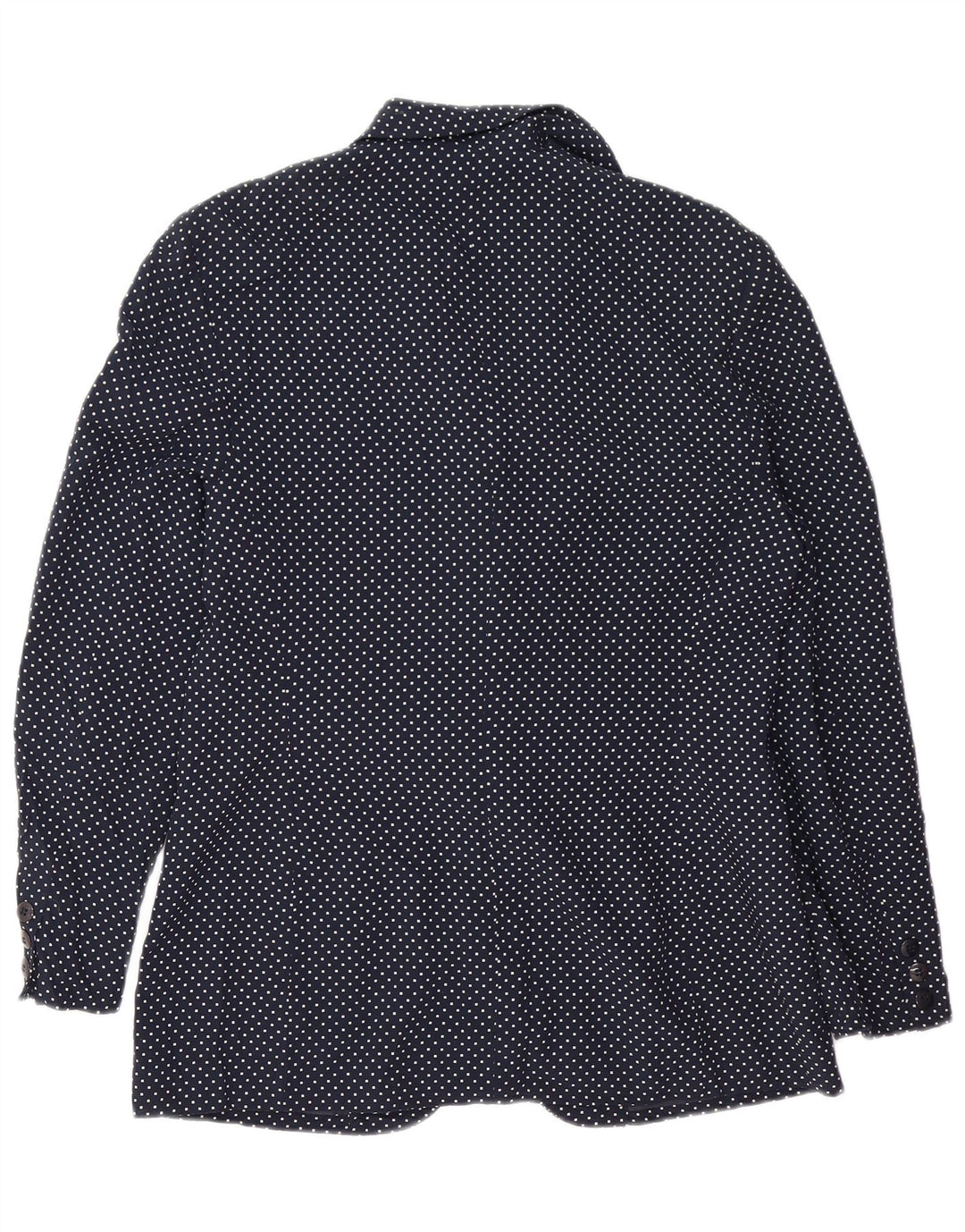 Giacca blazer da donna a 1 bottone VINTAGE UK 14 medio blu navy maculato