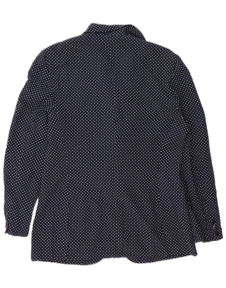 Giacca blazer da donna a 1 bottone VINTAGE UK 14 medio blu navy maculato