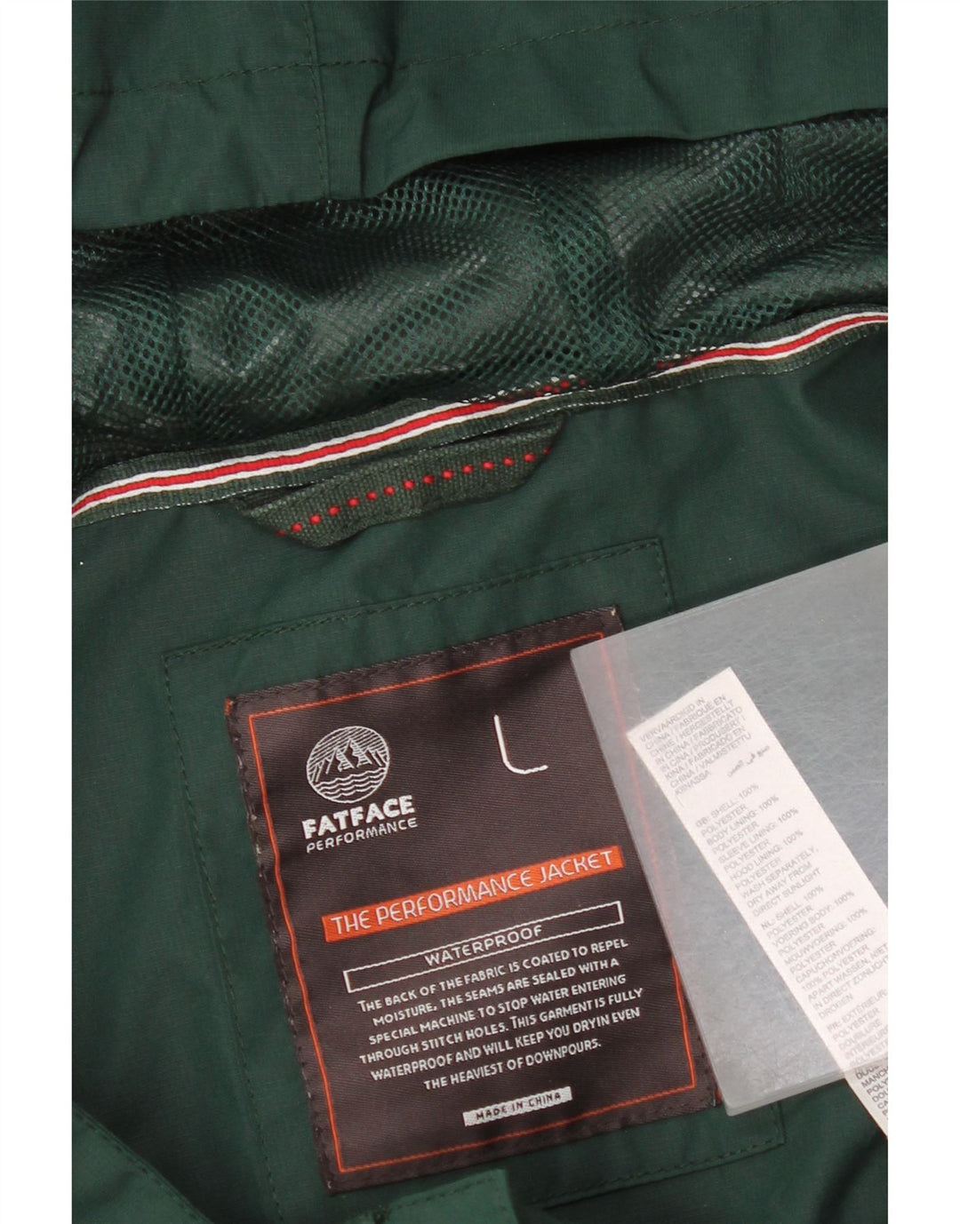 Giacca a vento con cappuccio da uomo Fat Face UK 40 Large Verde Poliestere