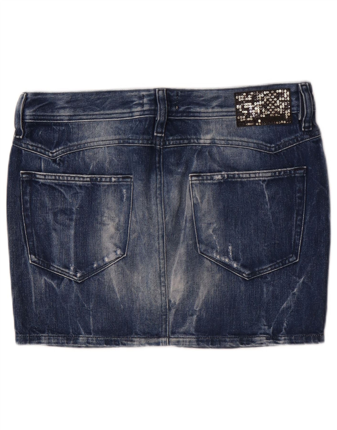 Mini gonna di jeans da donna Diesel W28 in cotone blu medio