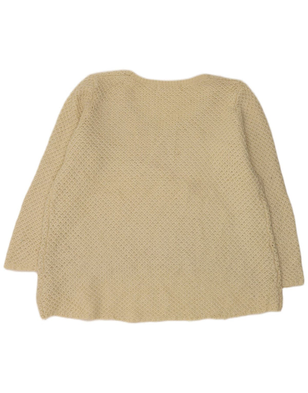 Maglione Zara da donna con scollo a barca UK 16 grande acrilico bianco sporco