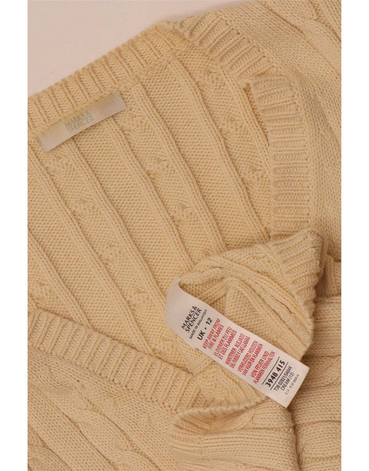 Maglione cardigan da donna Marks & Spencer UK 12 Cotone beige medio