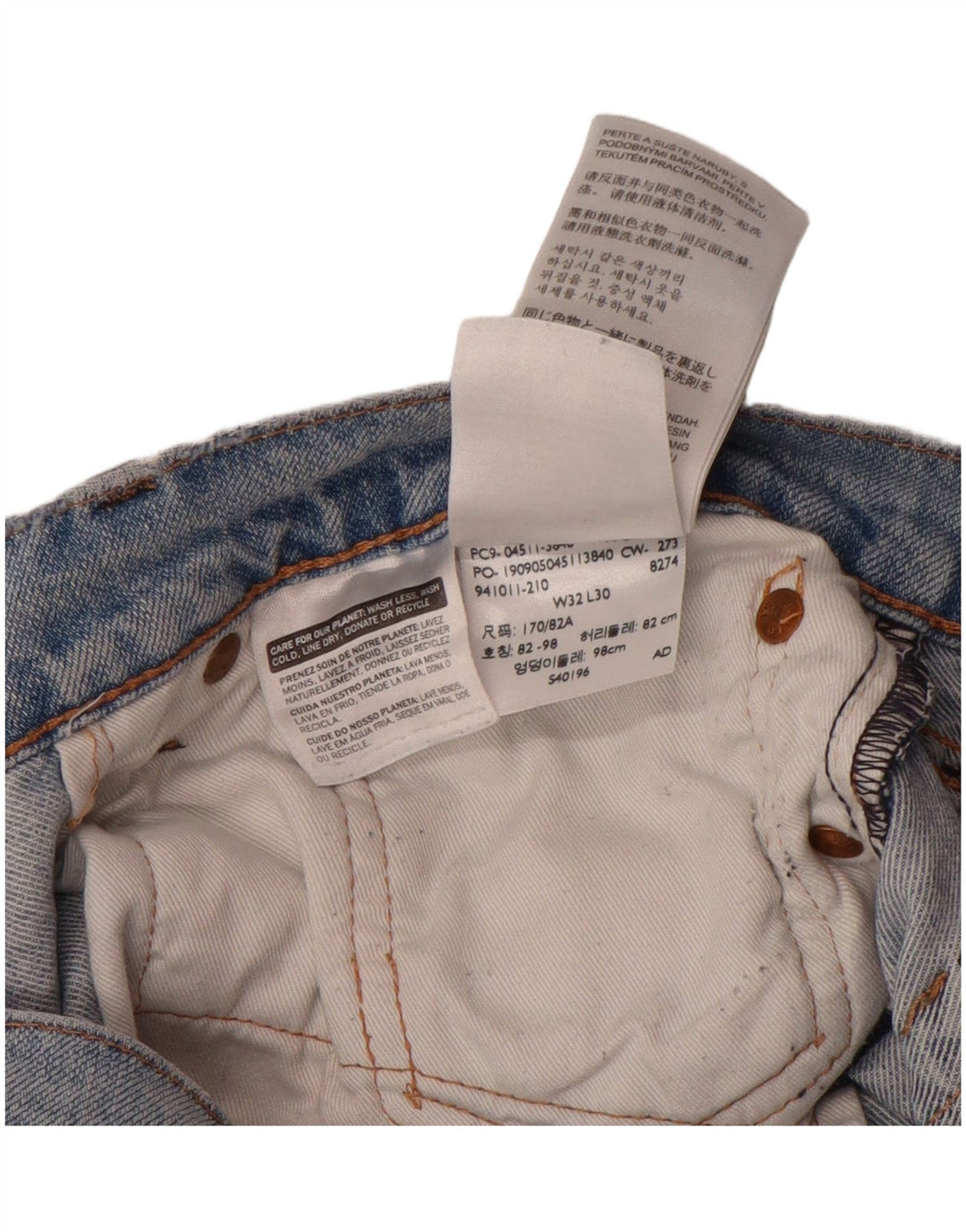 LEVI'S Mens 511 Tapered Jeans W32 L30 Blue Cotton