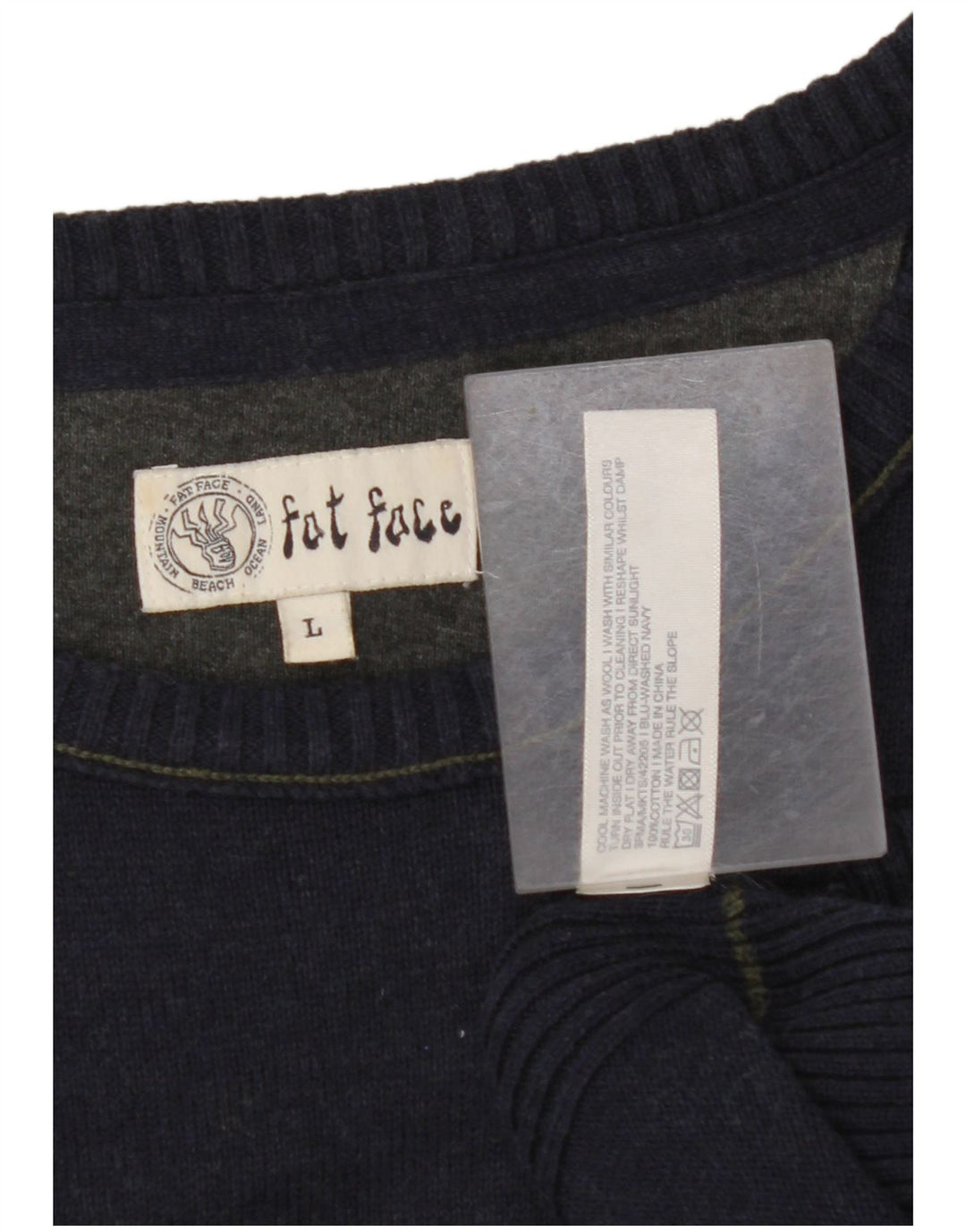 FAT FACE Maglione da uomo con scollo a barca grande in cotone blu navy