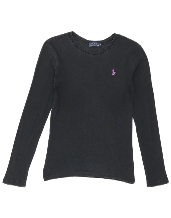 Polo Ralph Lauren Top da donna a maniche lunghe UK 10 Small in cotone blu navy