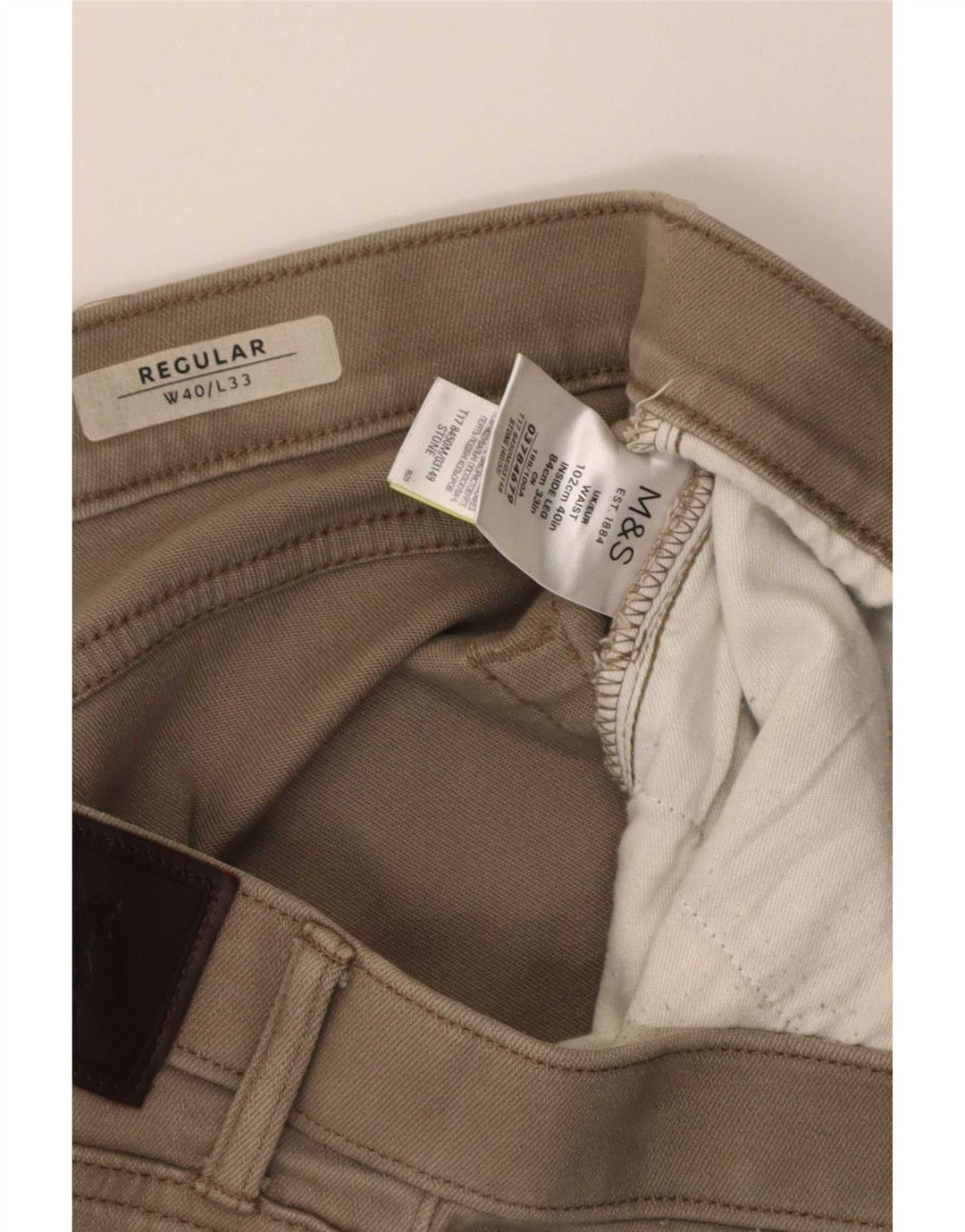 Pantaloni casual regolari dritti da donna Marks & Spencer W40 L33 Beige