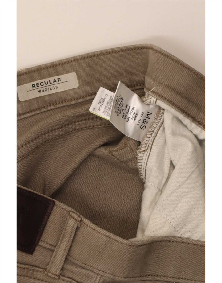 Pantaloni casual regolari dritti da donna Marks & Spencer W40 L33 Beige