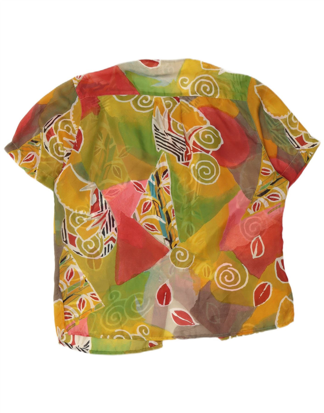 Camicetta vintage da donna trasparente con camicia trasparente UK 20 2XL multicolore geometrica