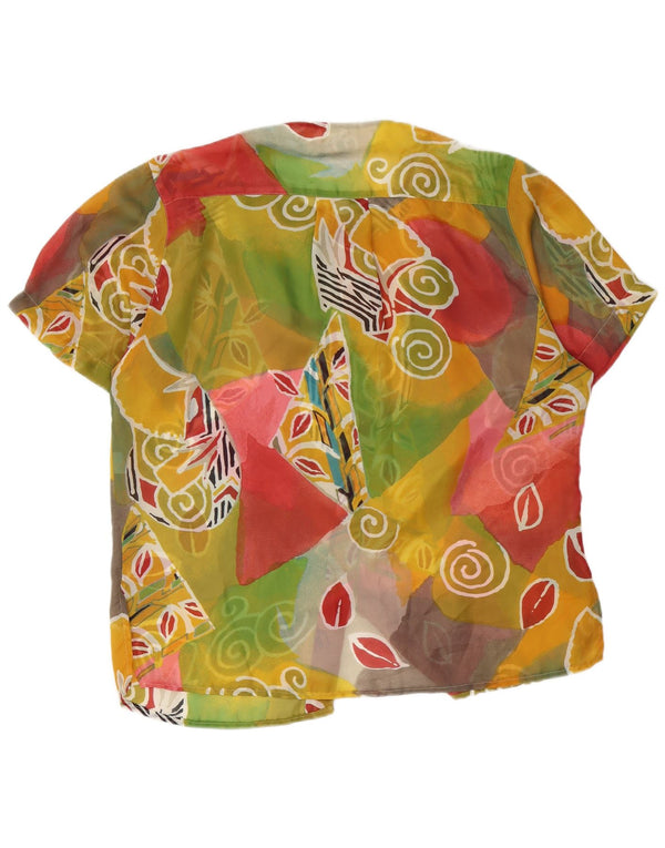 Camicetta vintage da donna trasparente con camicia trasparente UK 20 2XL multicolore geometrica