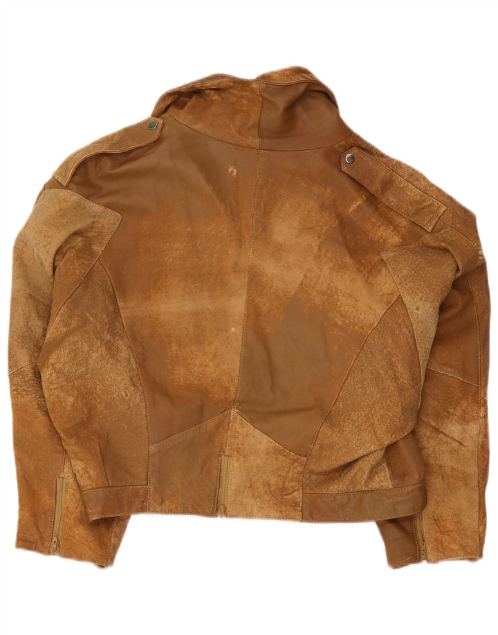 Giacca corta in pelle scamosciata da donna vintage EU 42 grande in pelle marrone