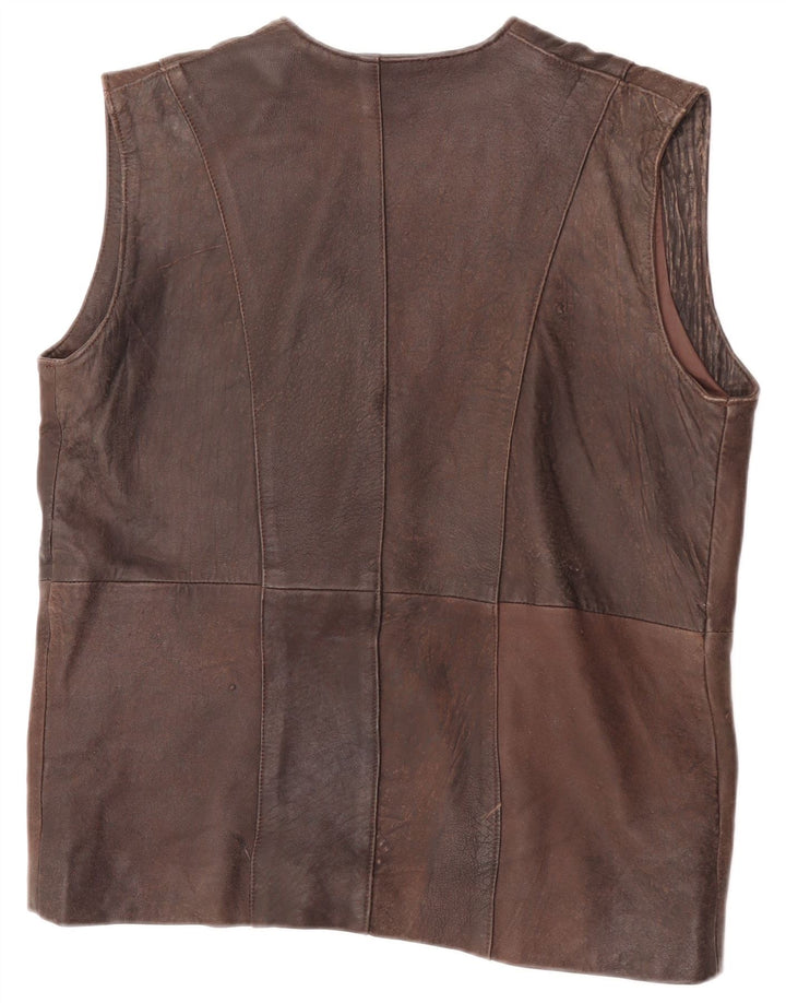 Gilet in pelle da uomo vintage UK 38 marrone medio