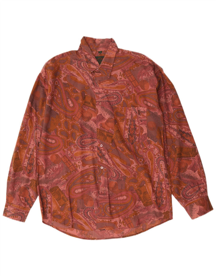 Camicia vintage da uomo grande motivo cachemire rosa