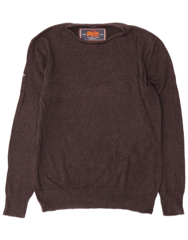 Maglione da uomo con scollo a barca Superdry in cotone grigio medio