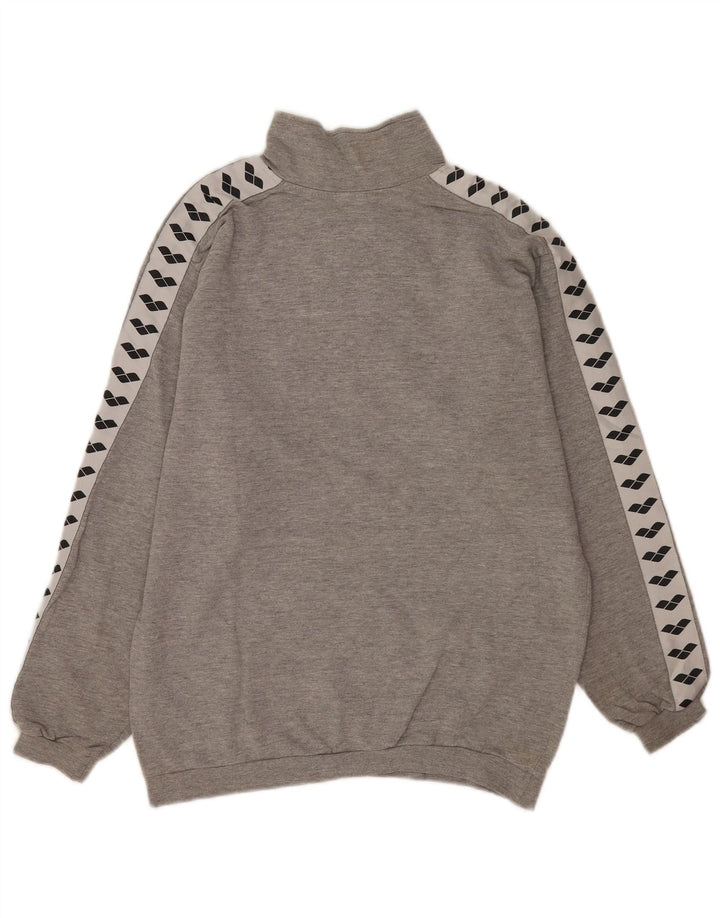 Arena Felpa con collo con zip grafica da uomo Maglione grigio medio color block