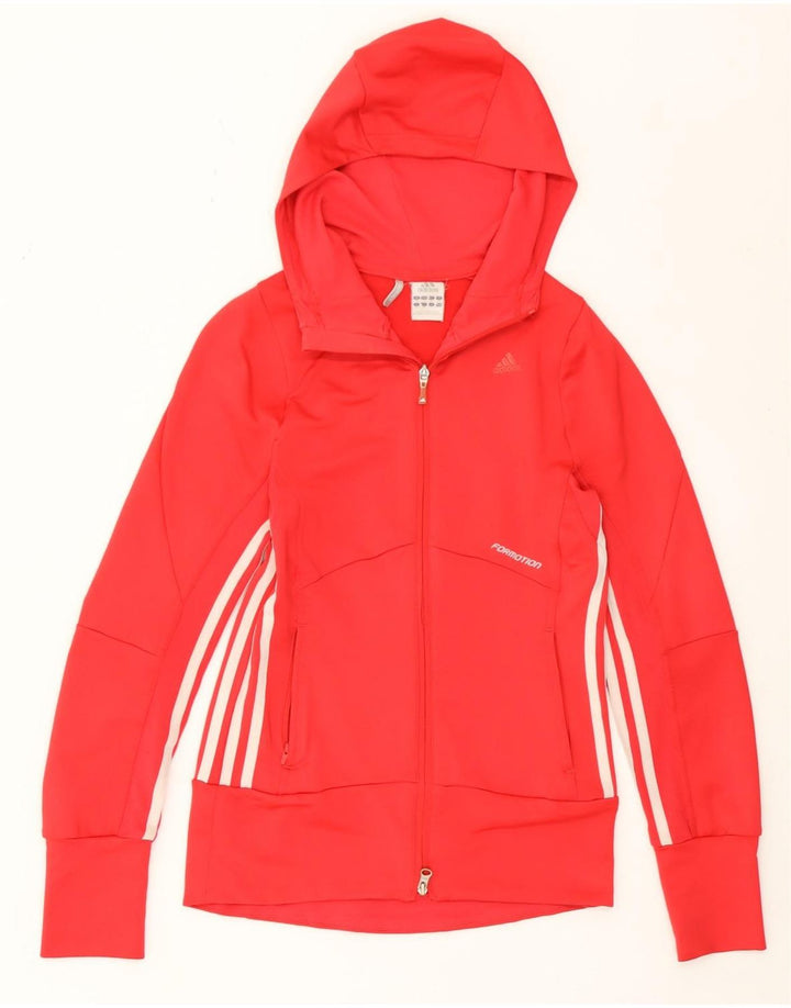 Maglione con cappuccio e zip Adidas Clima 365 da donna UK 8 piccolo poliestere rosso