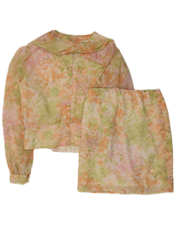 Set gonna vintage da donna in 2 pezzi UK 14 medio W30 floreale multicolore
