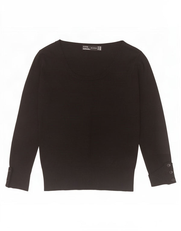 Maglione Zara da donna con scollo a barca con maniche a 3/4 UK 12 Rayon nero medio