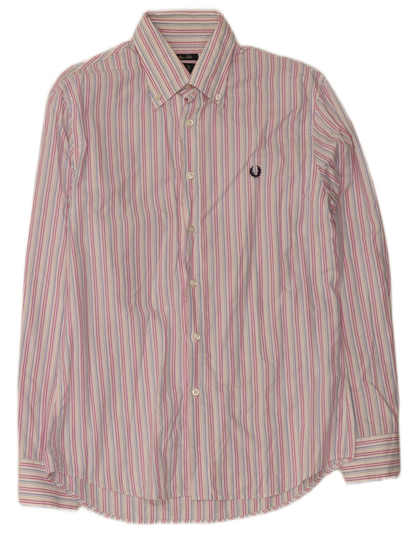 Camicia slim fit da uomo Fred Perry grande rosa gessato in cotone