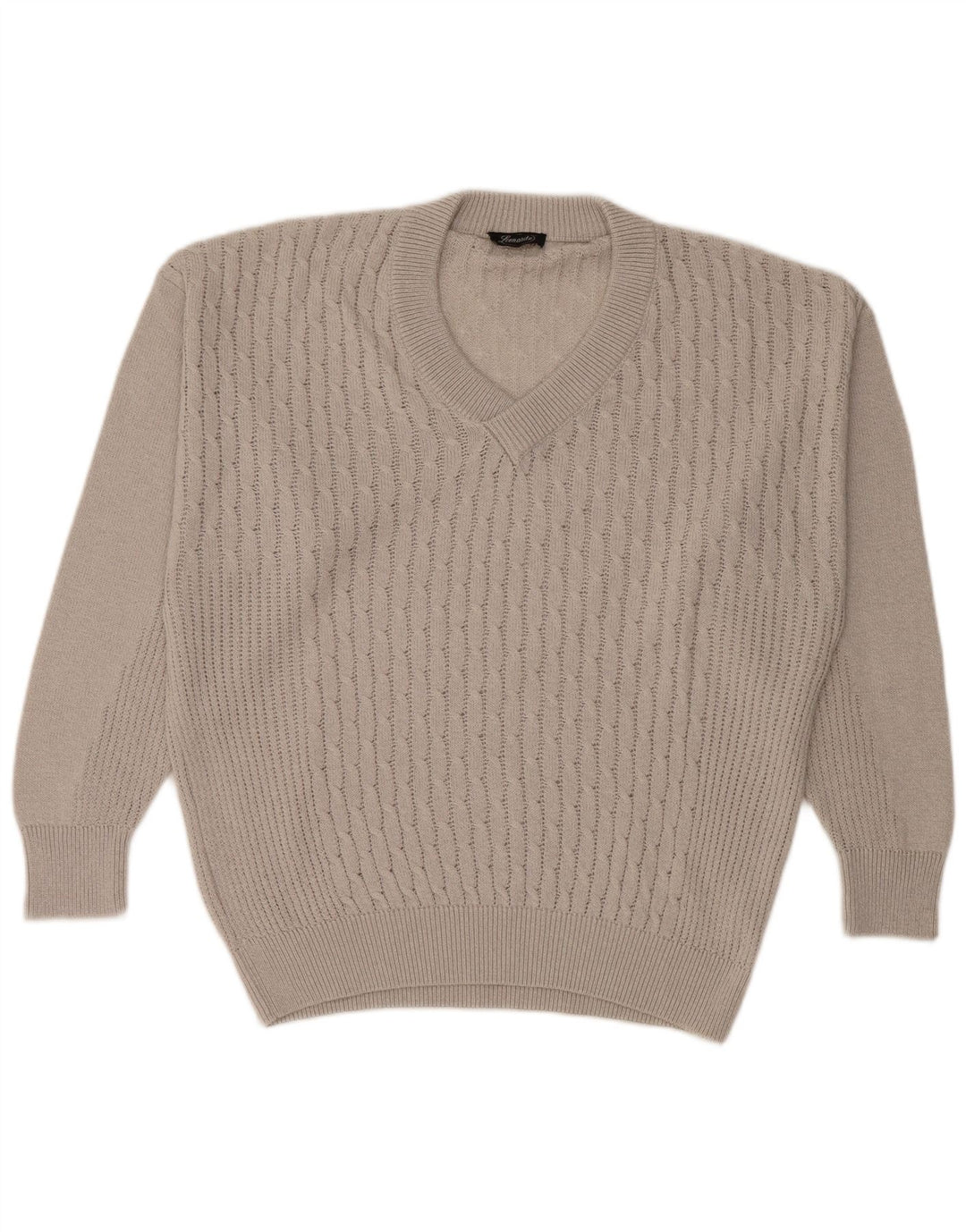 LEONARDO Maglione da uomo con scollo a V XL in cotone grigio