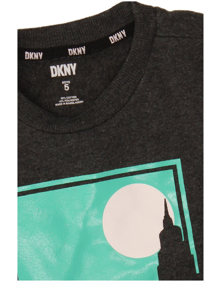 DKNY Boys Graphic Sweatshirt Jumper 4-5 Years Grey Cotton