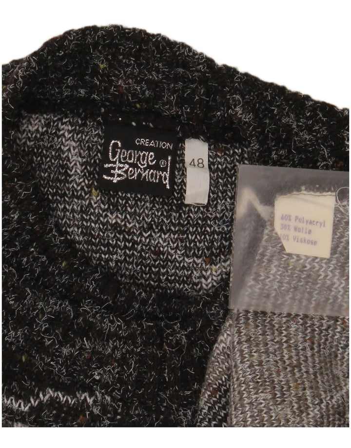 Maglione vintage da donna con collo alto e collo alto IT 48 XL Poliacrilico a righe grigie