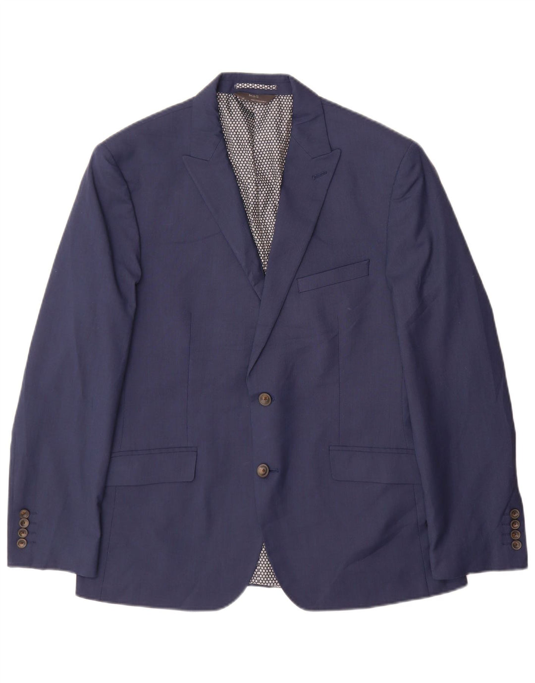 Giacca blazer a 2 bottoni da uomo Marks & Spencer UK 42 grande poliestere blu navy