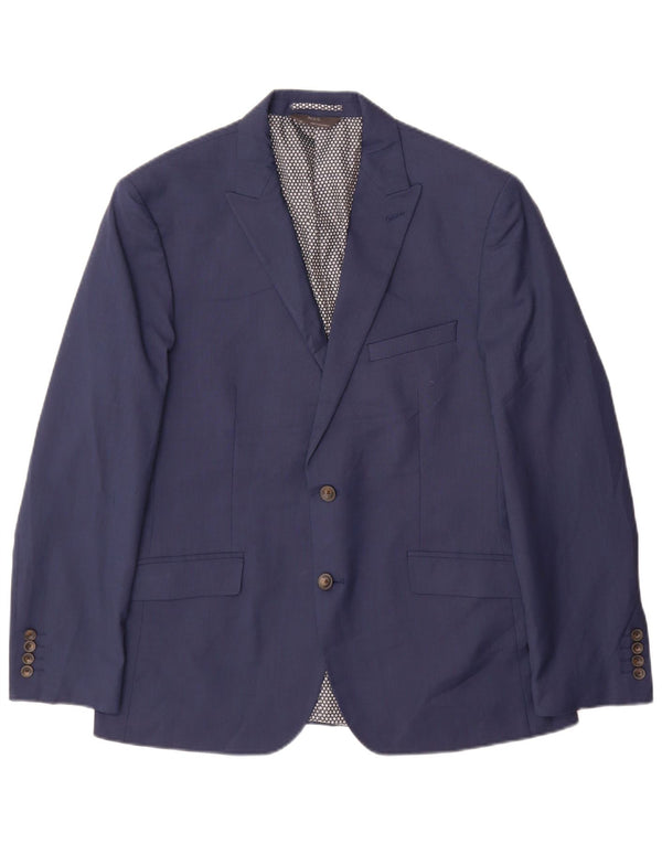 Giacca blazer a 2 bottoni da uomo Marks & Spencer UK 42 grande poliestere blu navy