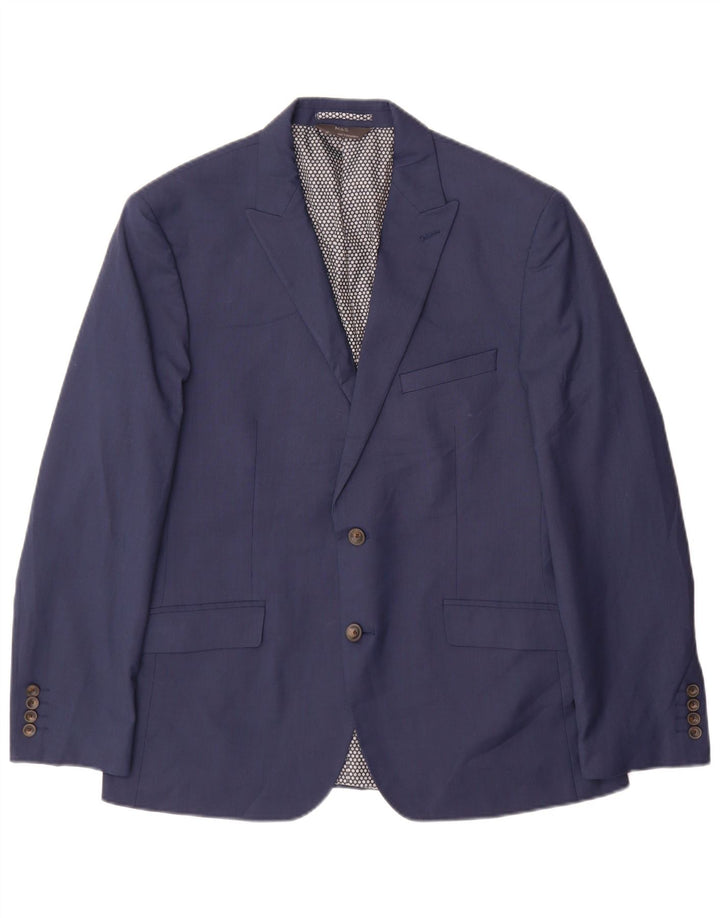 Giacca blazer a 2 bottoni da uomo Marks & Spencer UK 42 grande poliestere blu navy