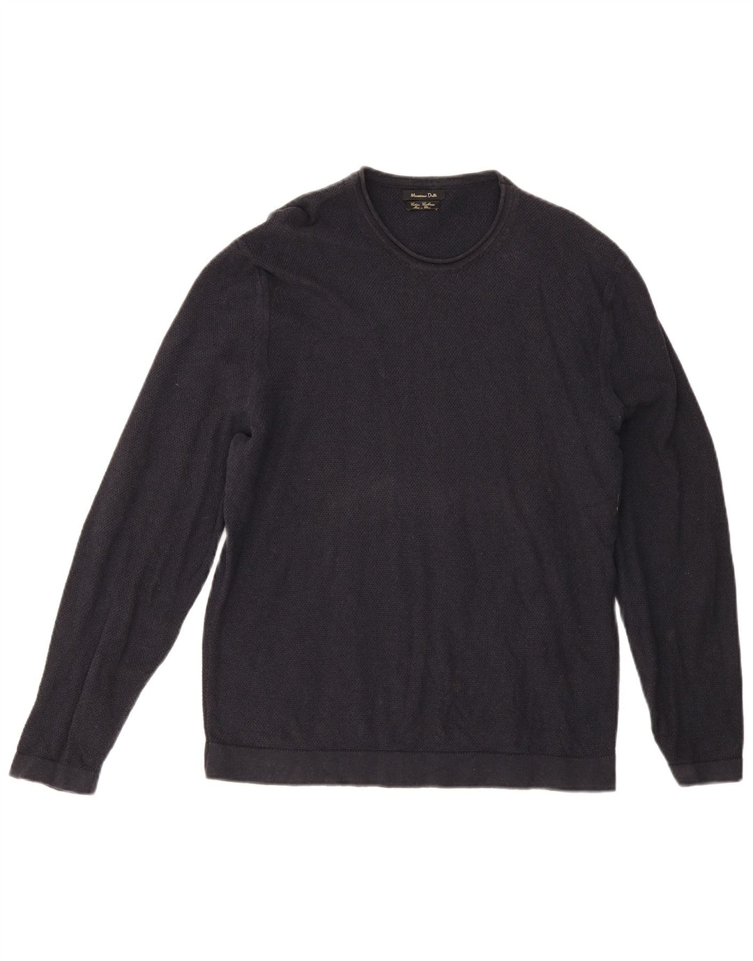 Maglione maglione girocollo da uomo Massimo Dutti grande cotone blu navy