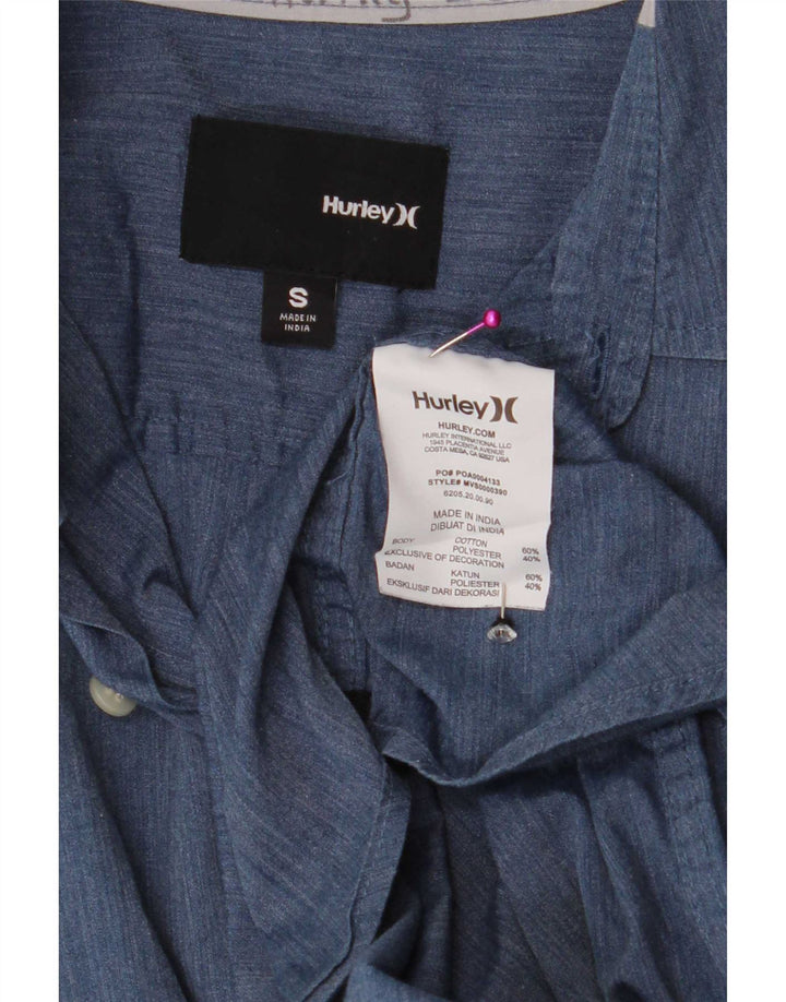 Camicia a maniche corte da uomo Hurley Small in cotone blu