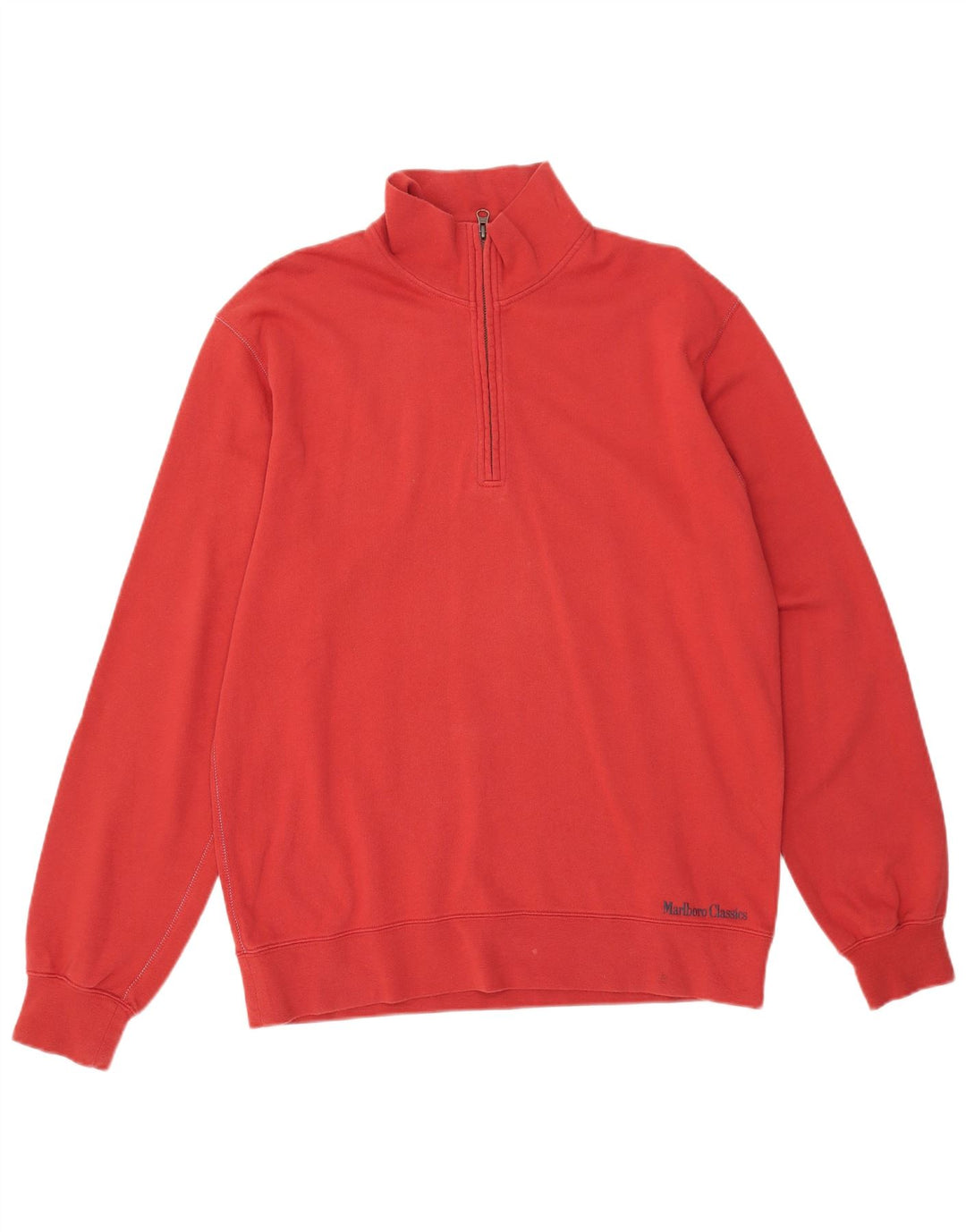 MARLBORO CLASSICS Felpa da uomo con zip e collo maglione XL rosso cotone
