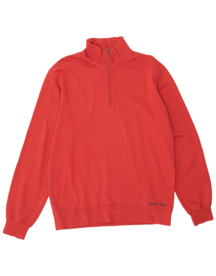 MARLBORO CLASSICS Felpa da uomo con zip e collo maglione XL rosso cotone