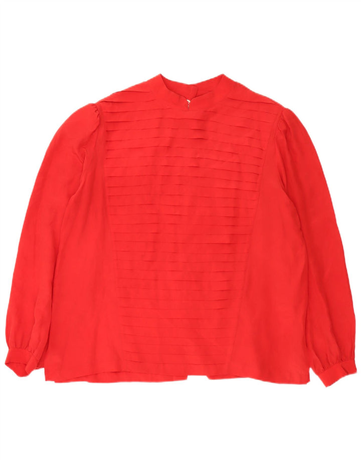 Camicetta camicia vintage da donna EU 42 grande seta rossa