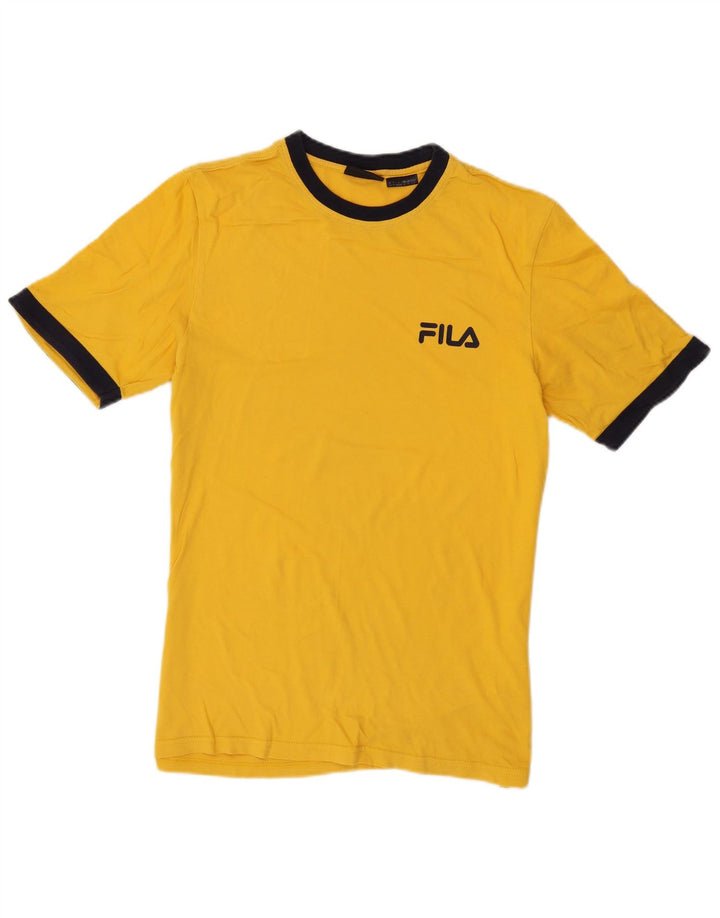 T-shirt da uomo Fila Top Small in cotone color block giallo